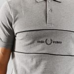 FRED PERRY EMBROIDERED PANEL POLO SHIRT STEEL MARL