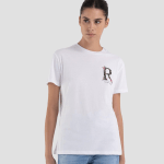 Replay Rose Label Jersey T-Shirt With Print Optical White