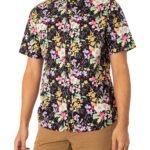 Replay Short-Sleeved Shirt With Floral Print Black