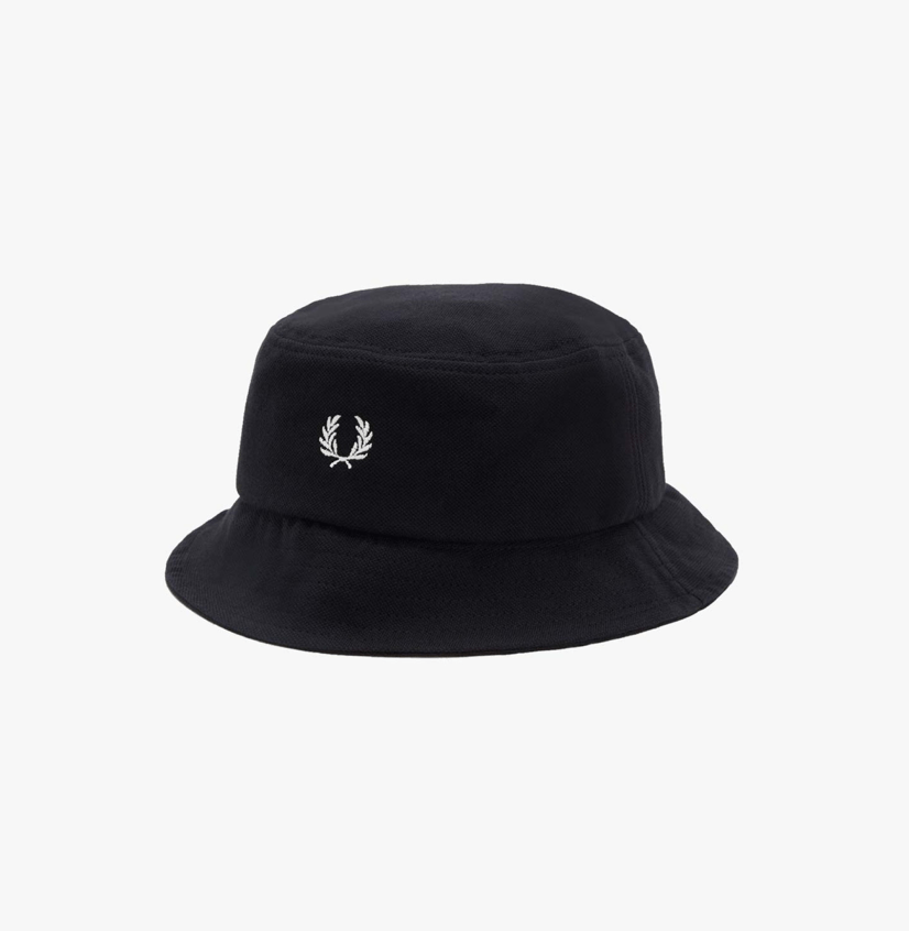 Fred Perry Pique Bucket Hat Black/Snow White