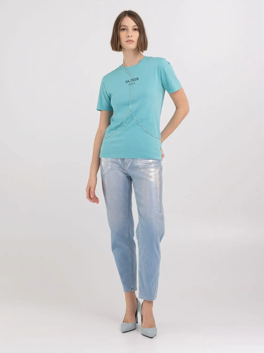 Replay Jersey T-Shirt With Body Chain Amalfi Green