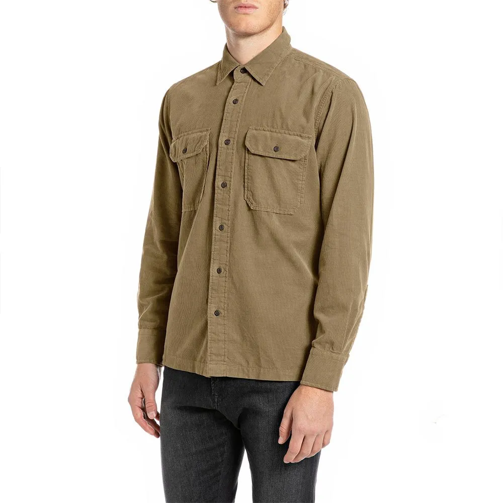 Replay Bombazine Cotton Shirt Beige