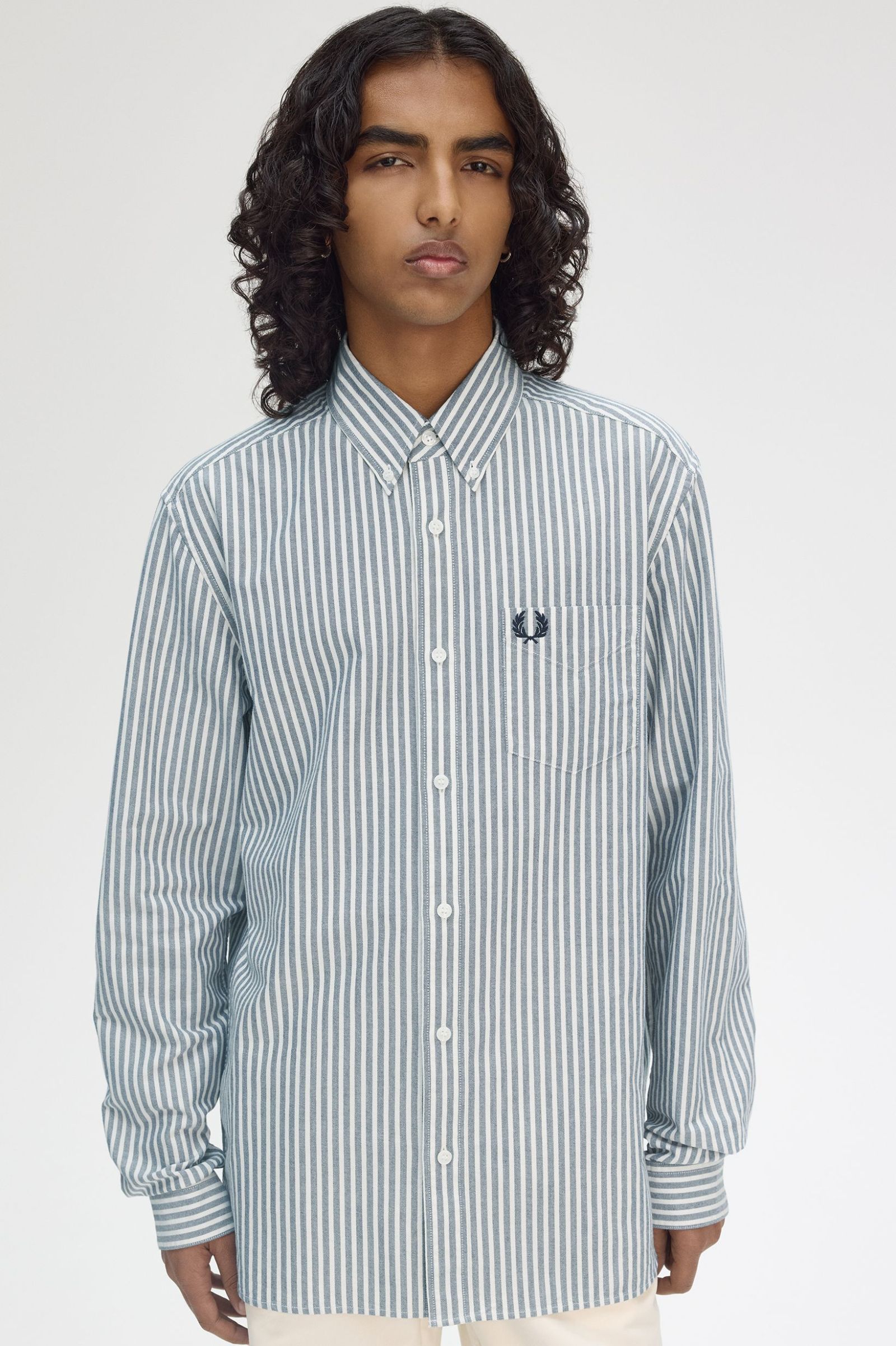 Fred Perry Stripe Oxford Shirt Tennis Blue