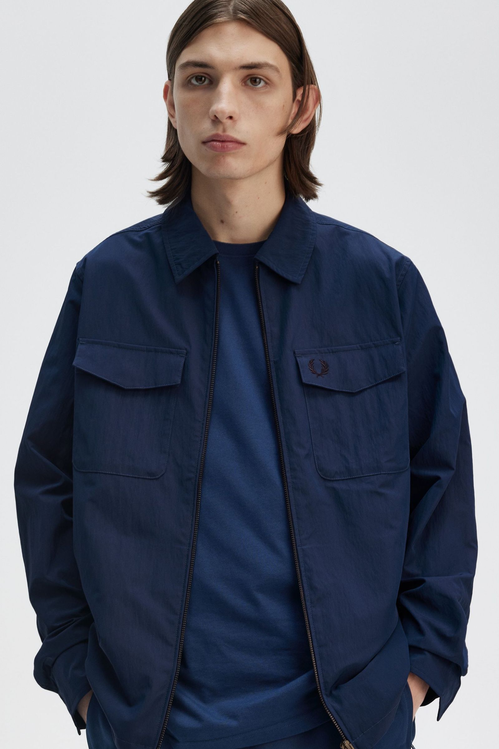 Fred Perry Zip Through Overshirt Navy