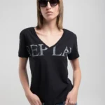 Replay Cotton T-Shirt With Maxi-Lettering Black