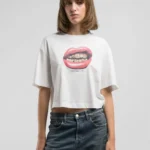 Replay Cropped T-Shirt With Embossed Logo White