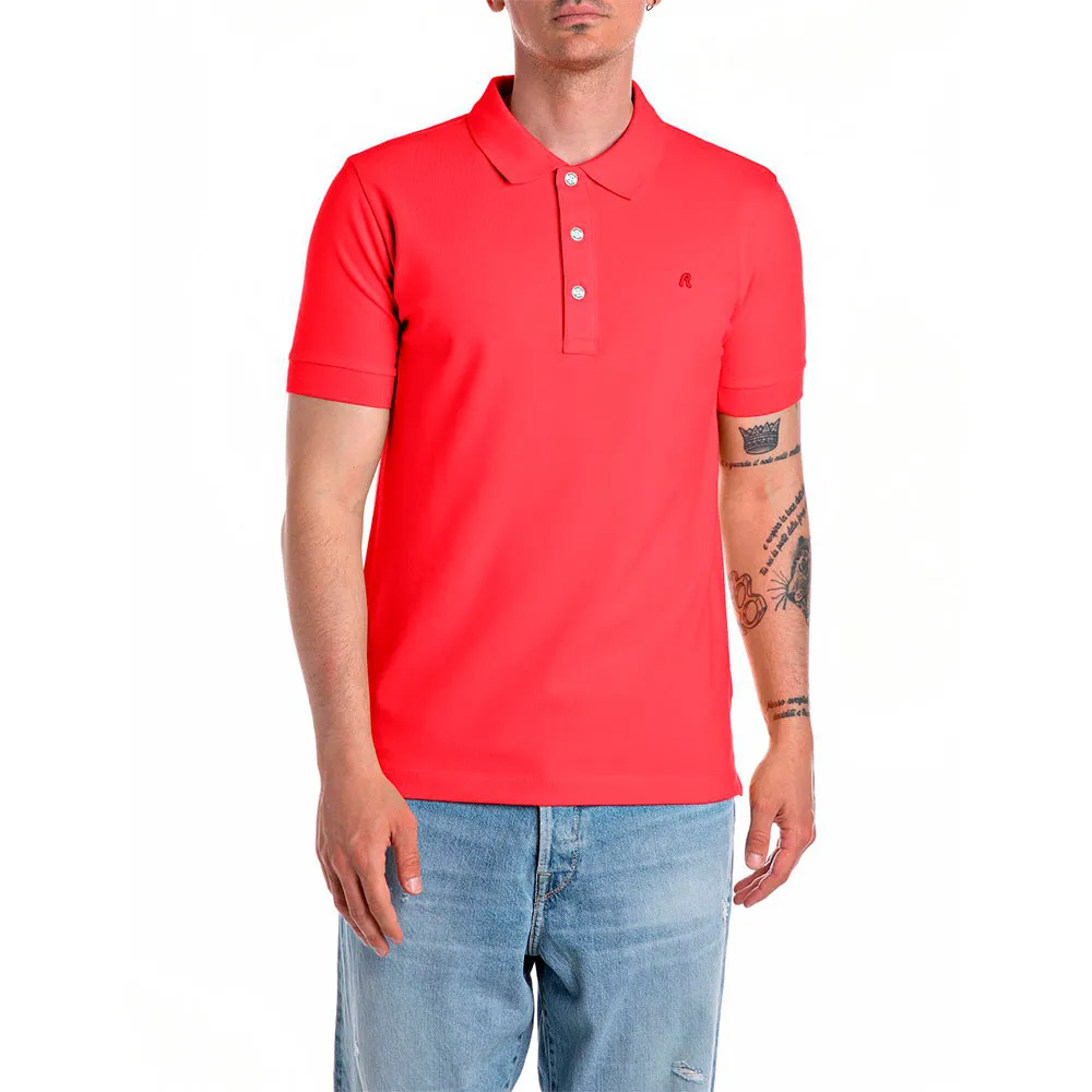 Replay Cotton Polo Shirt With Embroidery Imperial Red
