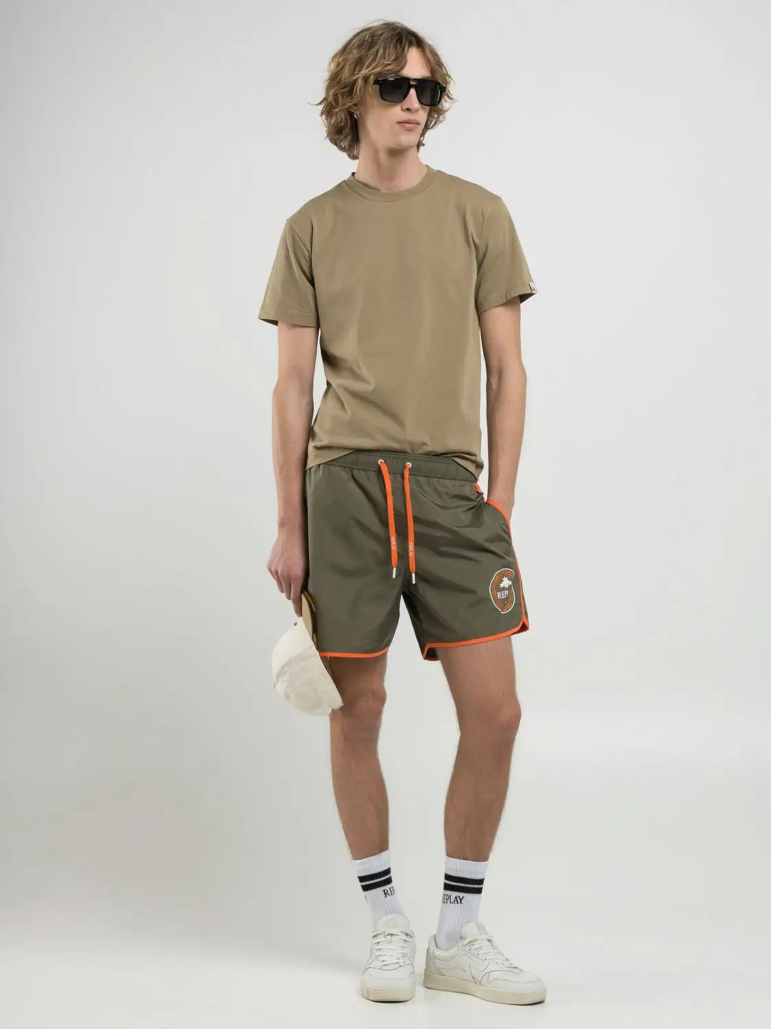 Replay Logo Print Swim Shorts Pistachio