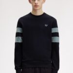 Fred Perry Peached Tipped Sleeve Sweatshirt Navy