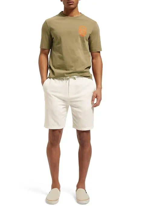 Scotch&Soda Calção Algodão/Linho Off White
