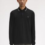 Fred Perry Ls Twin Tipped Fp Shirt Blk/Ecr//Lrlwgreen