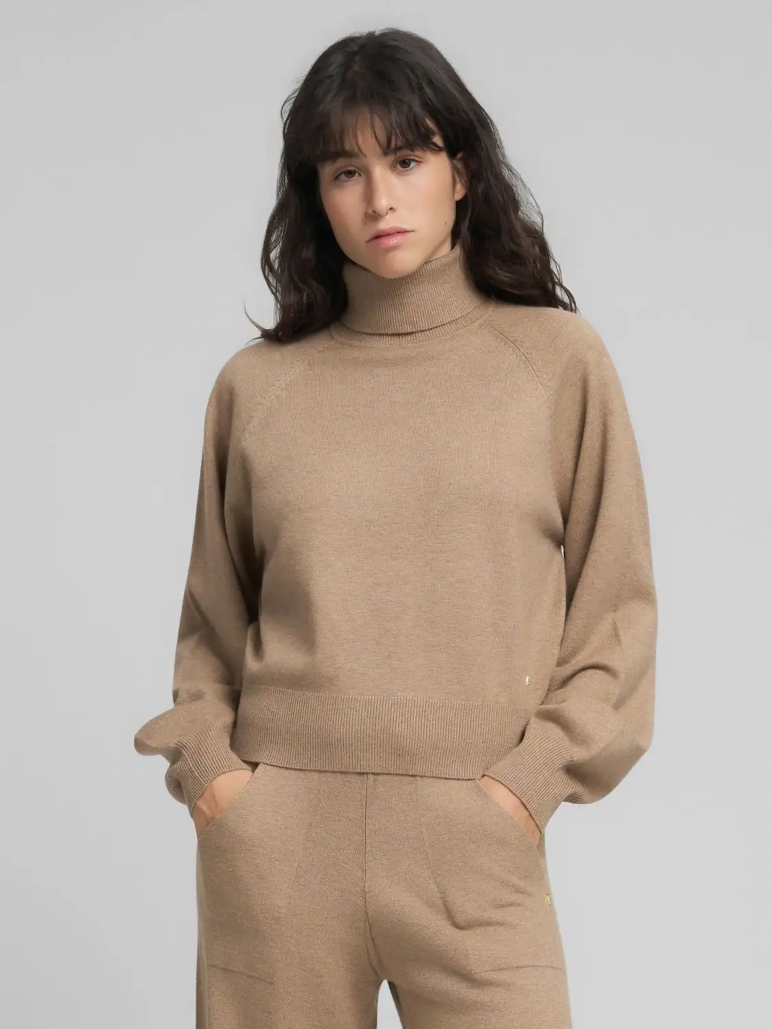 Replay Polo-Neck Pullover Camel