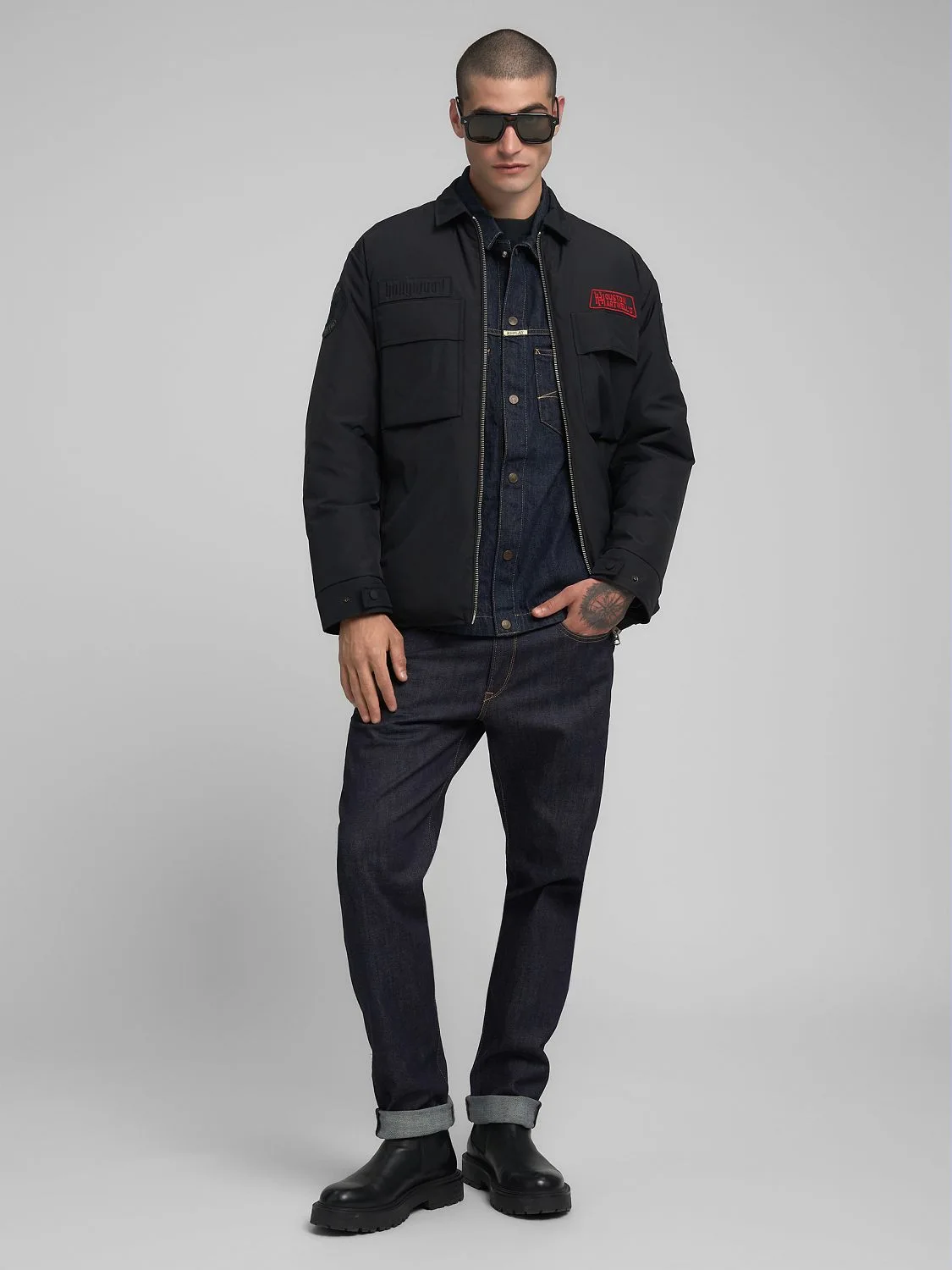 Replay Padded Rider Jacket With Patch Black