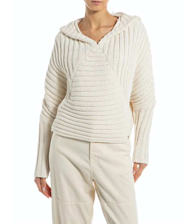 Replay Knit Hoody Winter White