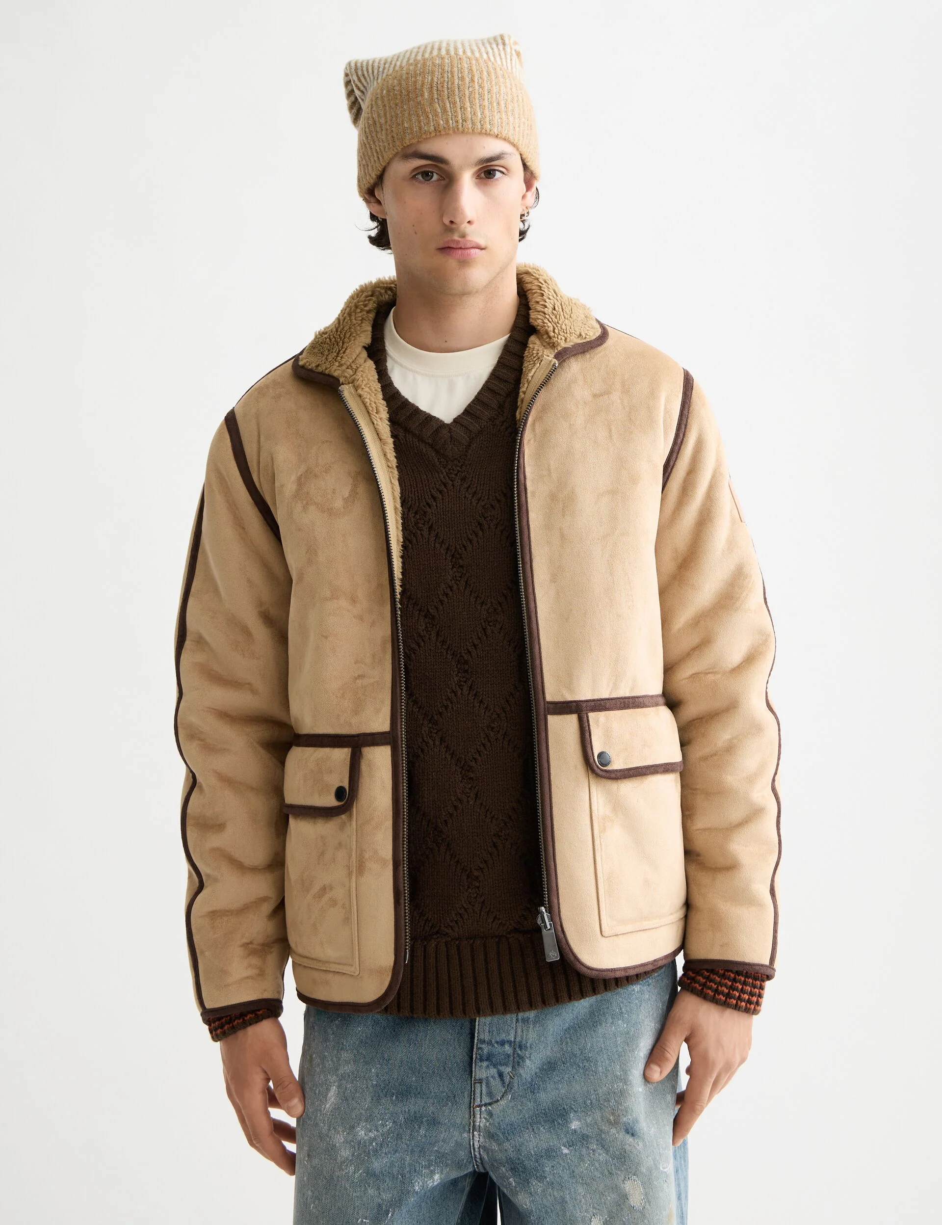 Scotch&Soda Faux Shearling Jacket Tannin