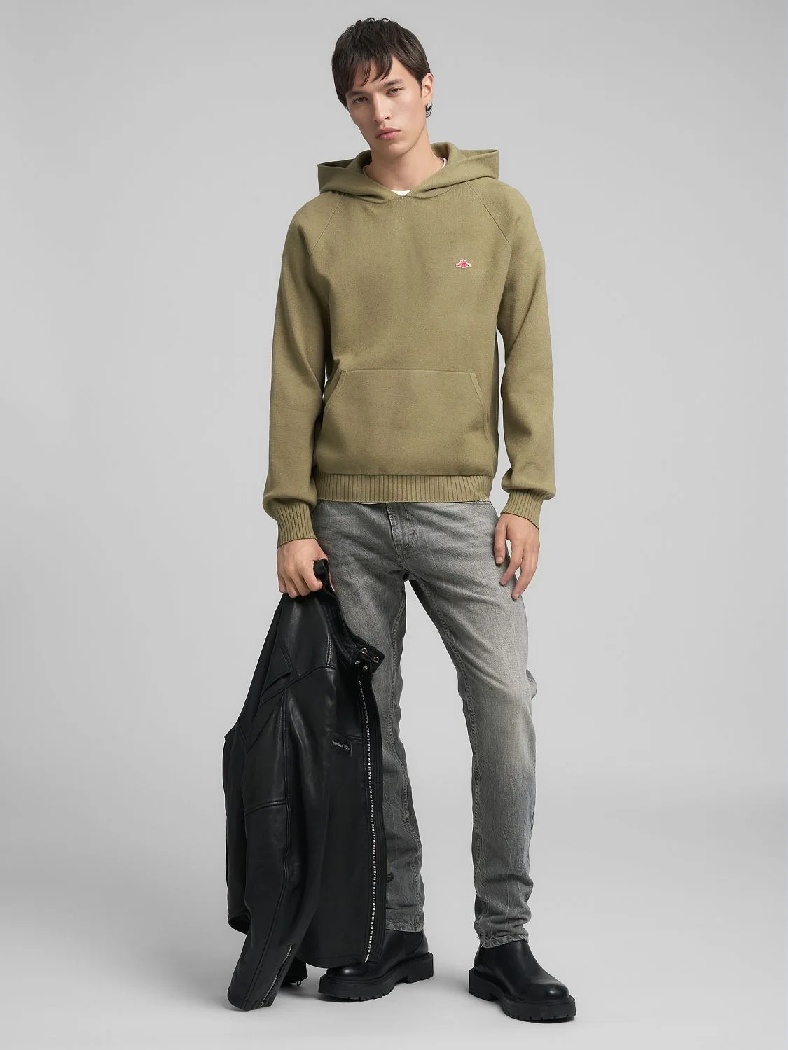Replay Hooded Pullover Sage Melange