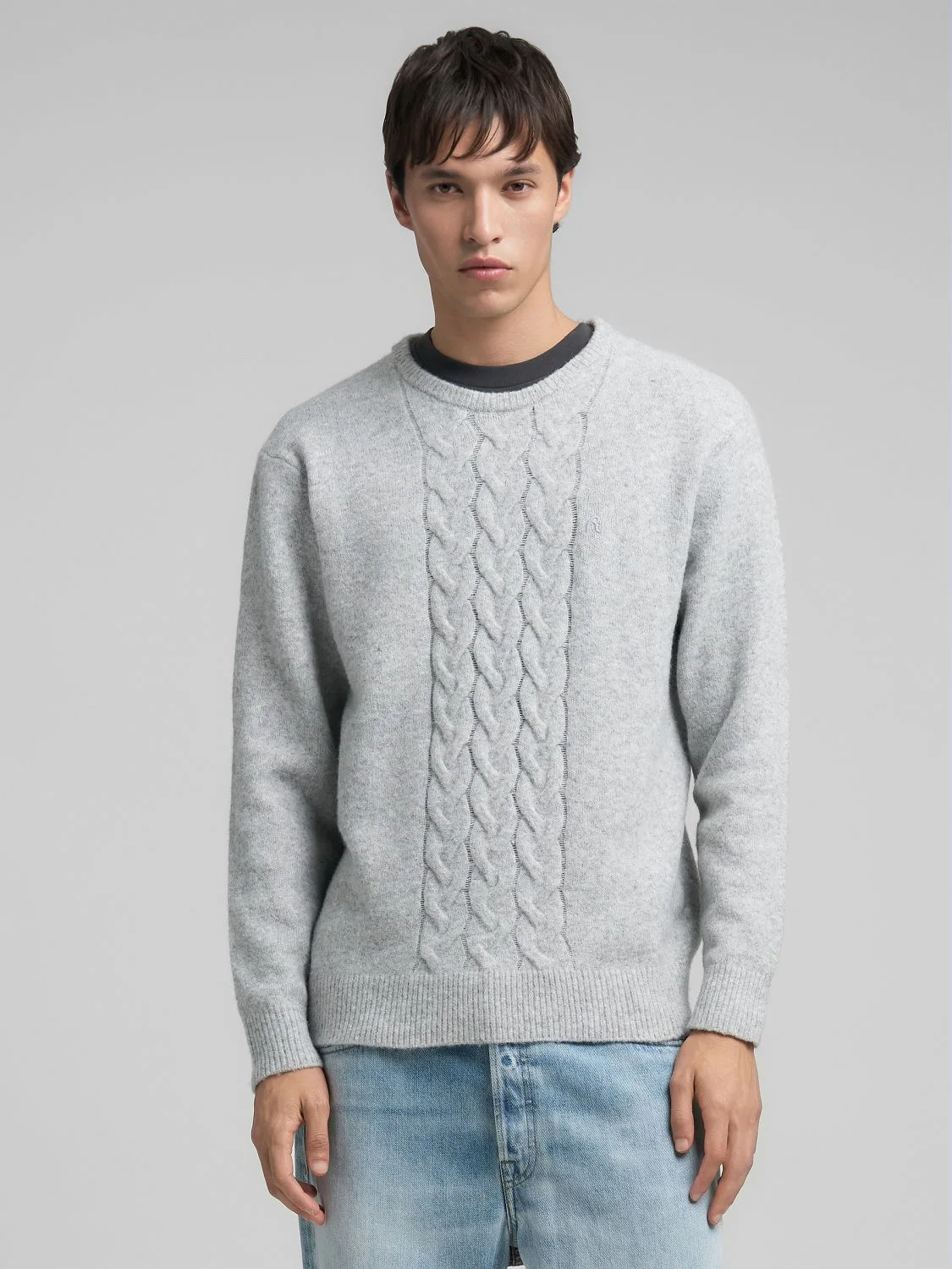 Replay Recycled Fabric Crew Neck Pullover Light Grey Melange