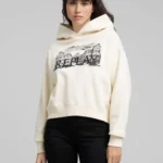 Replay Hoody With Logo Print Winter White