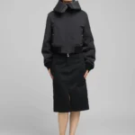 Replay Cropped Jacket With Maxi Lapels Black