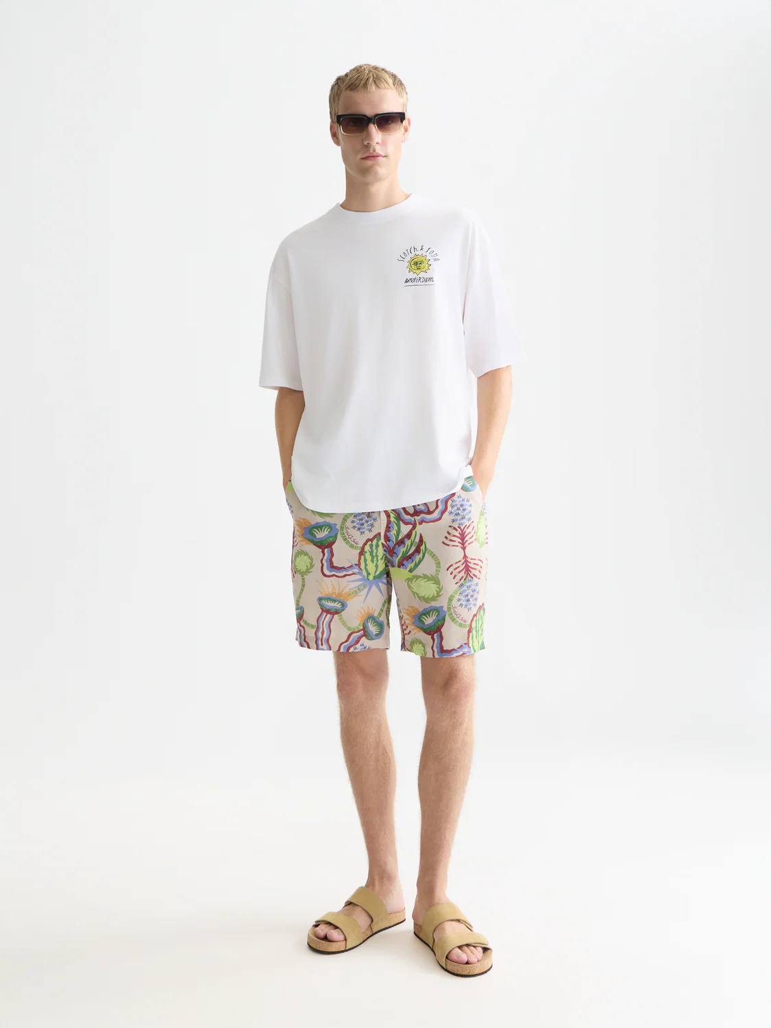 Scotch&Soda Front And Back Artwork Loose-Fit T-Shirt Bright White
