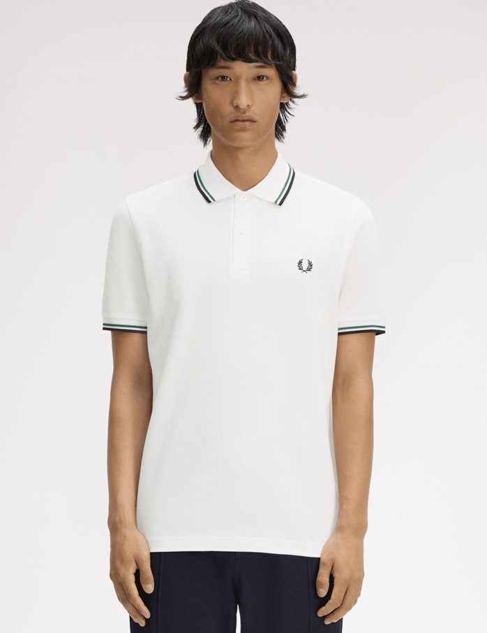 Fred Perry Twin Tipped Shirt SnowWht/Sgrn/Nvy