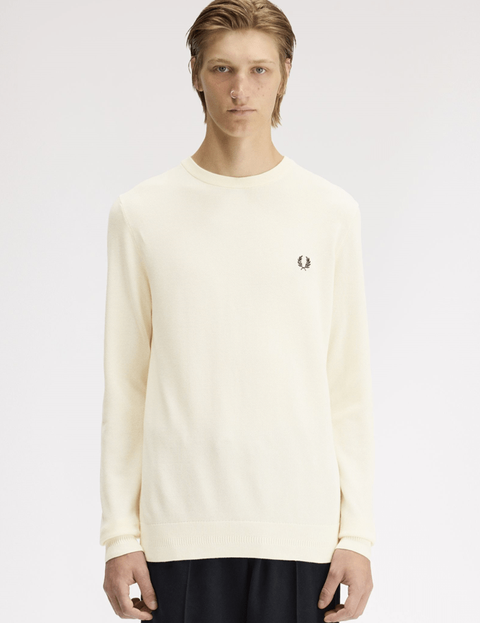 Fred Perry Pique Stitch Jumper Ecru
