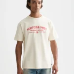 Scotch&Soda Front Artwork Relaxed-Fit T-Shirt Eggnog