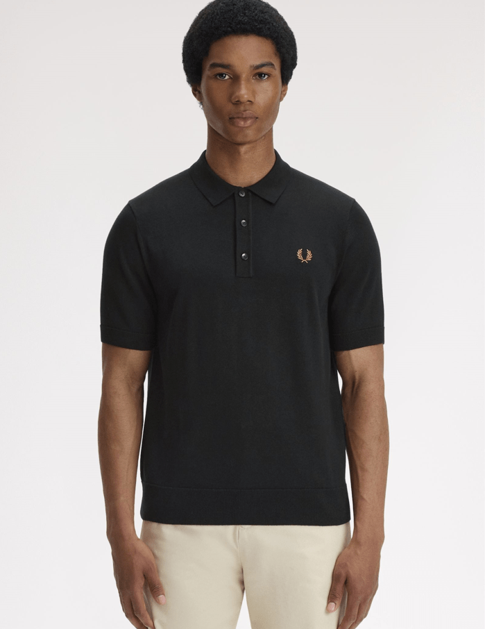 Fred Perry Supima Cotton Knitted T-Shirt Black