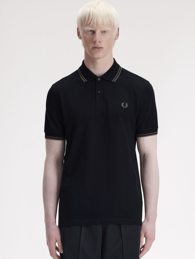 Fred Perry Twin Tipped Shirt Black/Fieldgreen