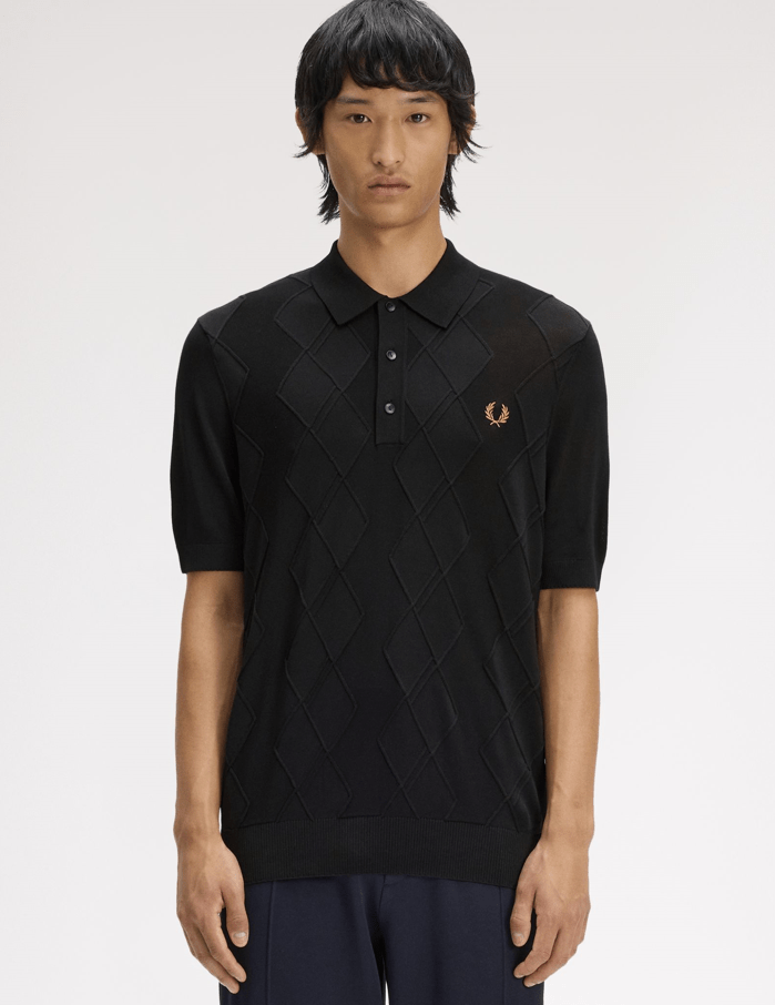 Fred Perry Cable Knitted Shirt Black