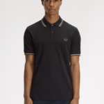 Fred Perry Twin Tipped Shirt Blk/Oatmeal/Lwgr