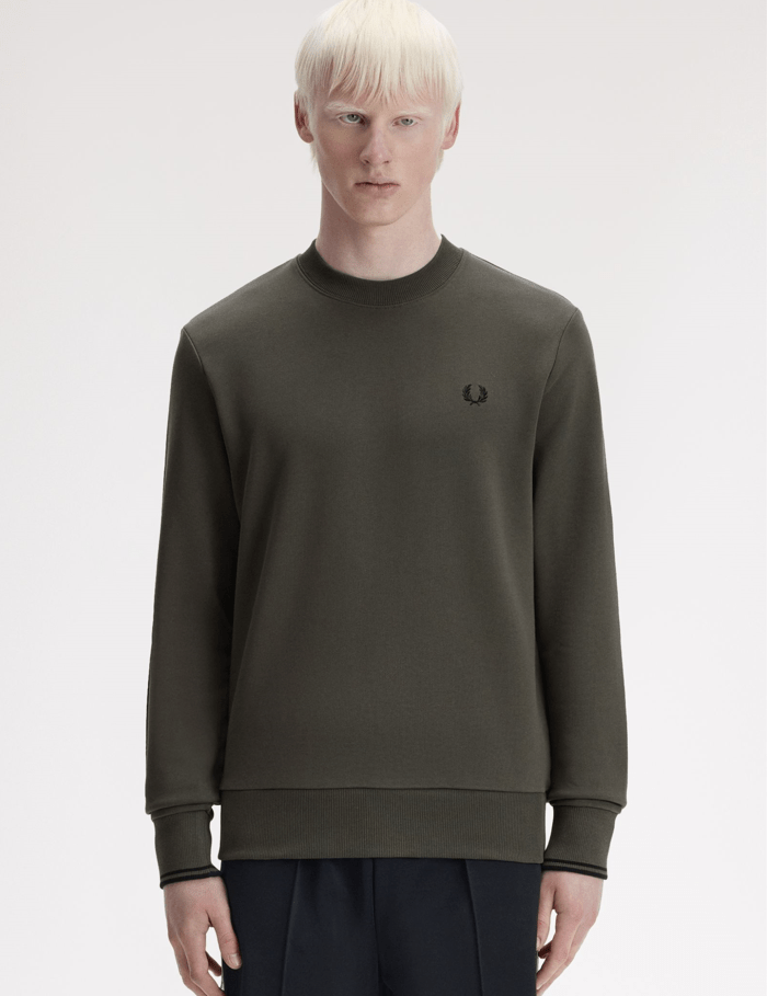 Fred Perry Crew Neck Sweatshirt Field Grn/Black