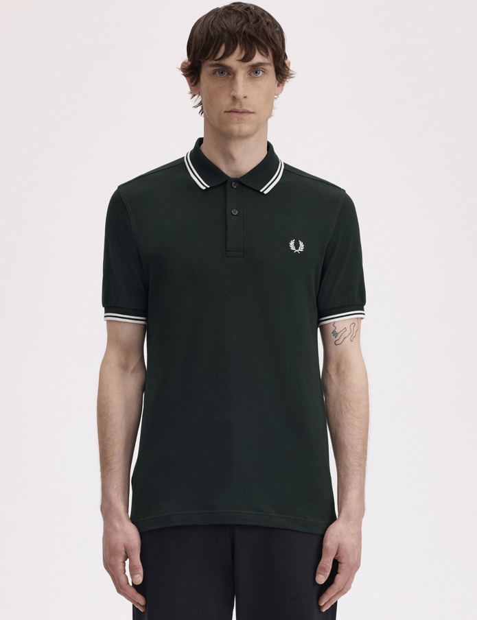 Fred Perry Twin Tipped Shirt Nightgreen/Snwht