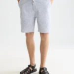 Scotch&Soda Fave Cotton-Linen Yarn-Dyed Regular-Fit Bermuda Shorts Infinity Stripe
