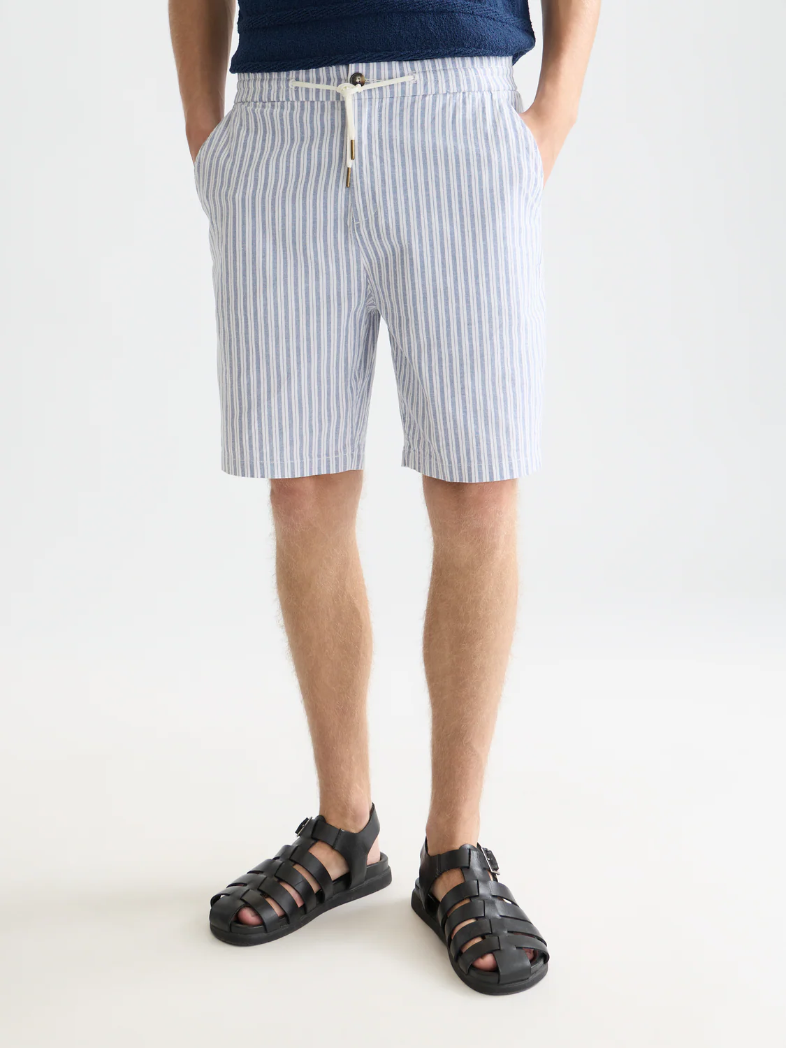Scotch&Soda Fave Cotton-Linen Yarn-Dyed Regular-Fit Bermuda Shorts Infinity Stripe