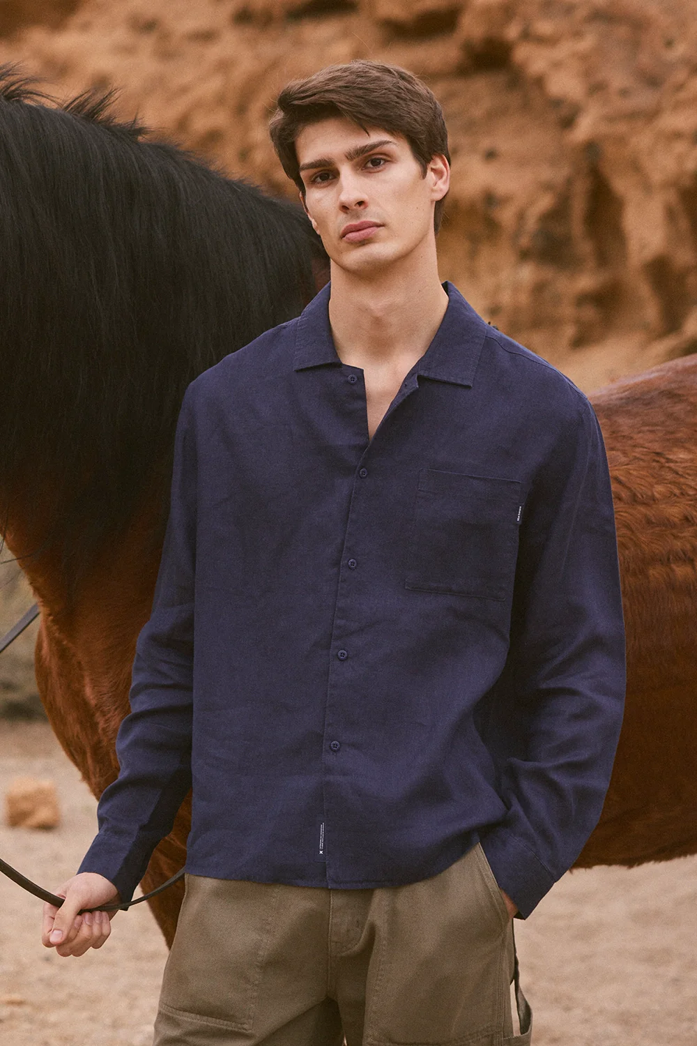 blue banana Breeze Linen Shirt Navy