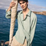 blue banana Core Linen Shirt Sage