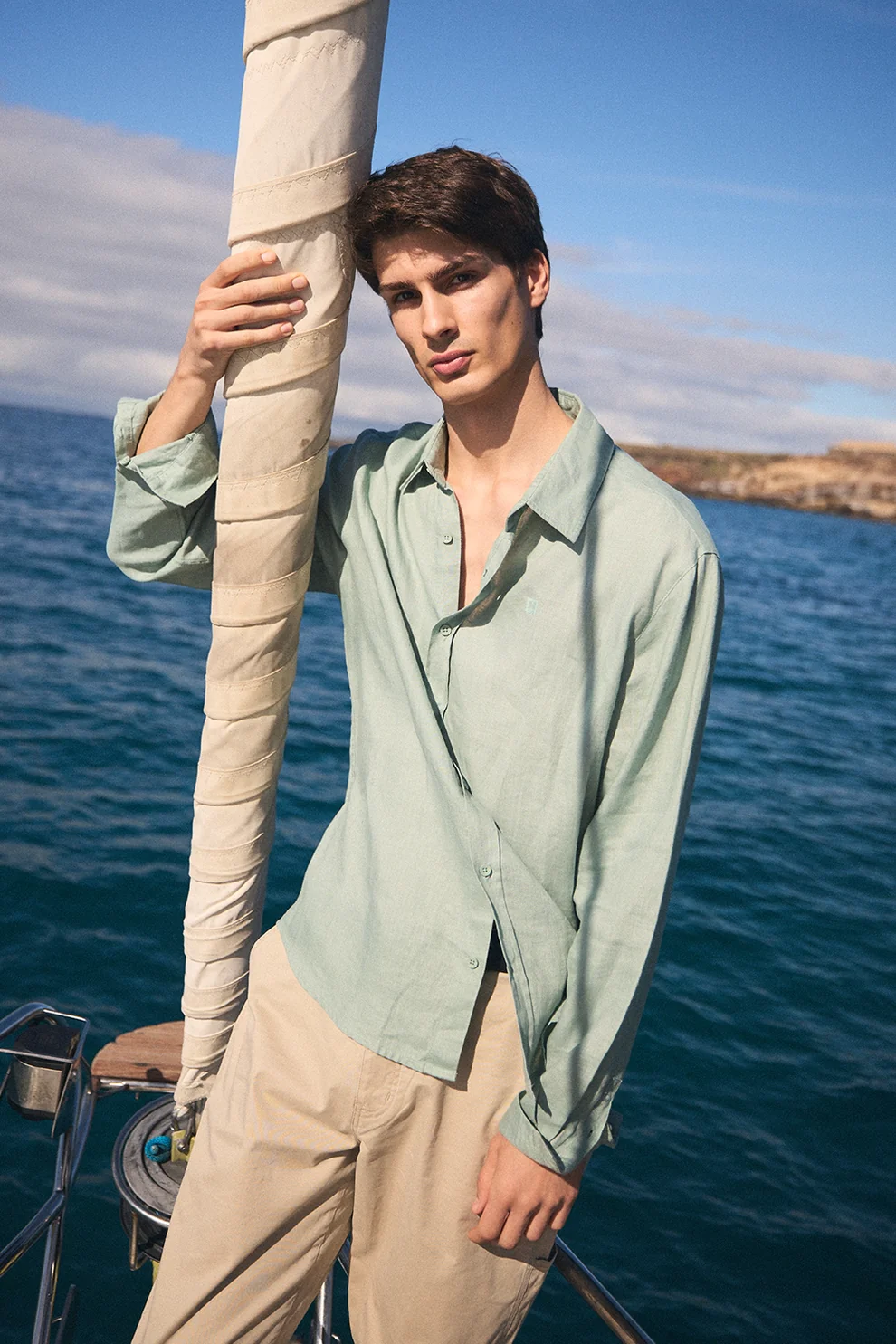 blue banana Core Linen Shirt Sage