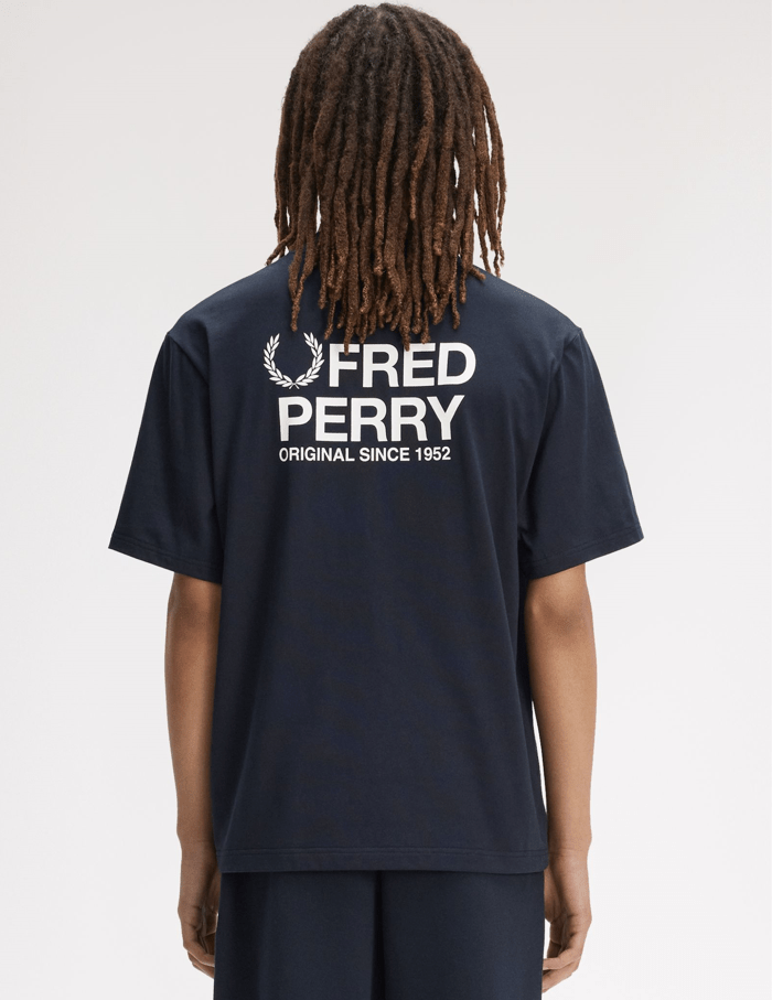 Fred Perry Back Print Fred Perry Shirt Navy