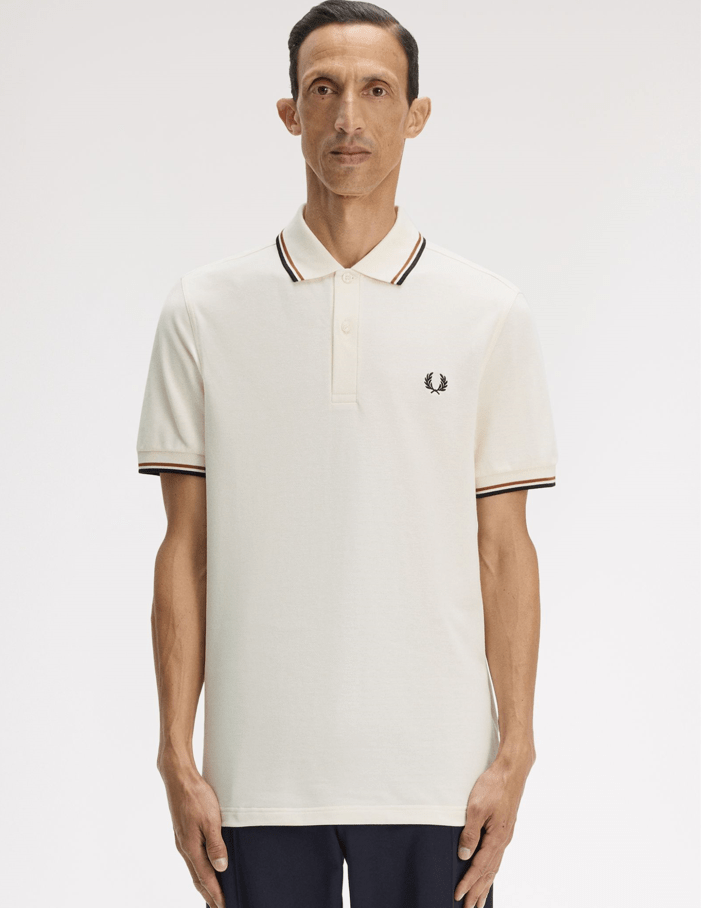 Fred Perry Twin Tipped Shirt Ecru/Drkcrml/Blk