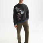 Scotch&Soda Placed Embroidered Artwork Loose-Fit Sweatshirt Meteorite