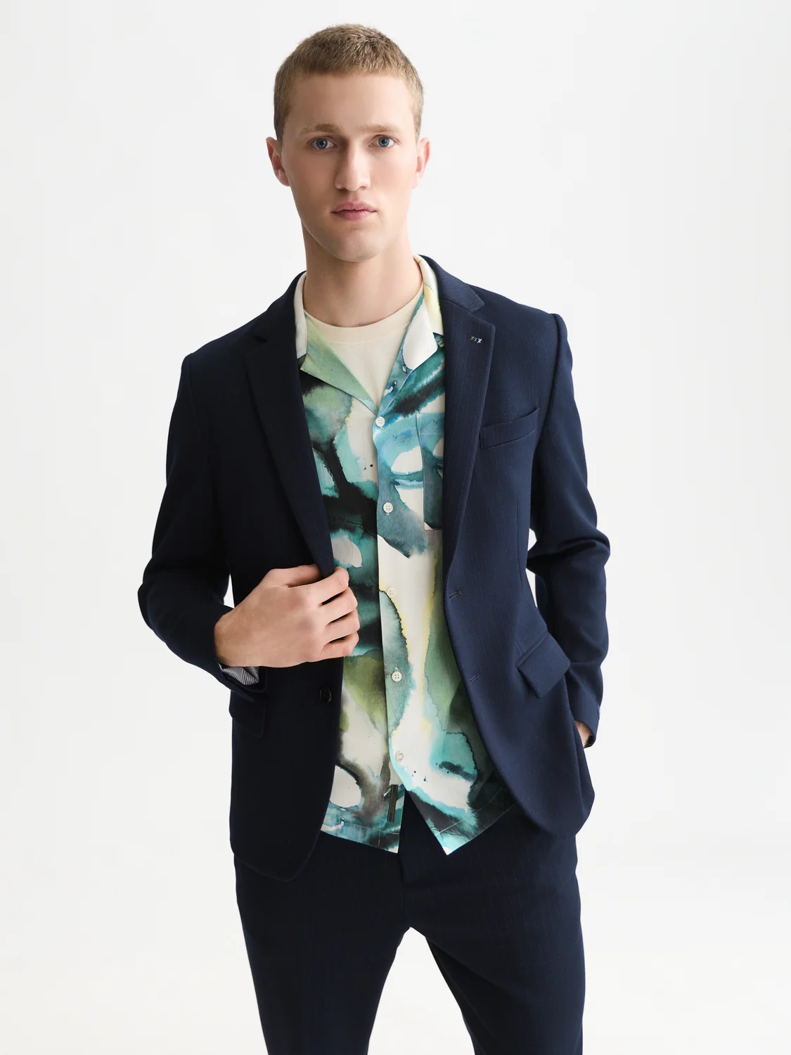 Scotch&Soda Miles Tailored Jersey Regular-Fit Blazer Sky Captain Stripe