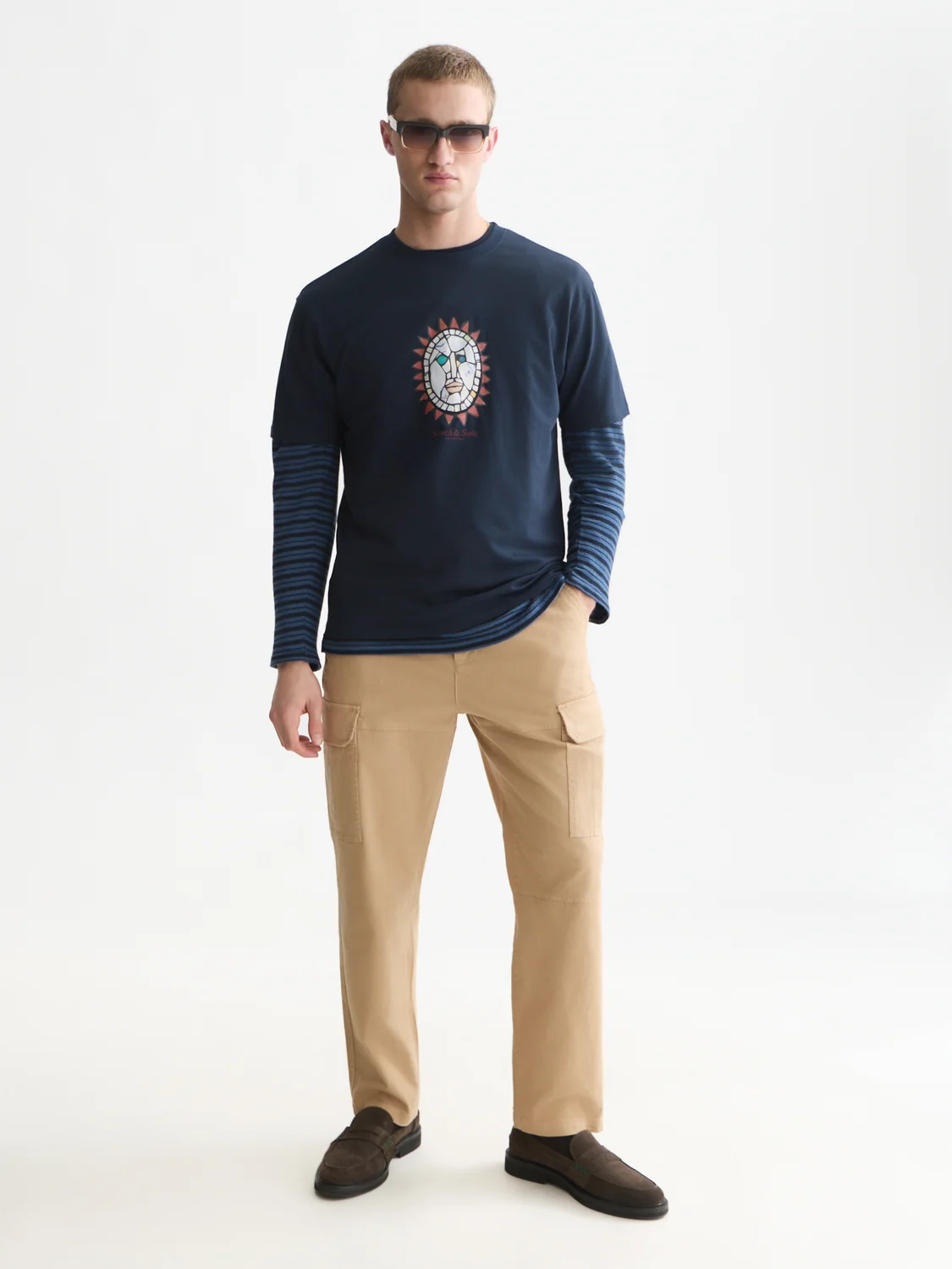 Scotch&Soda Front Artwork Relaxed-Fit T-Shirt Sky Captain
