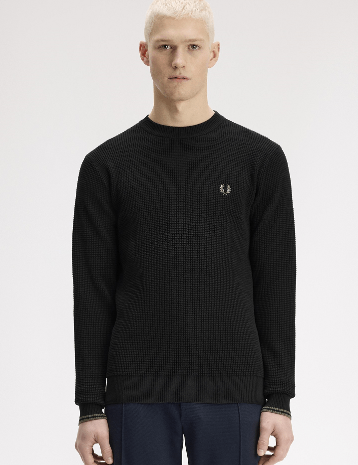 Fred Perry Waffle Stittch Jumper Black