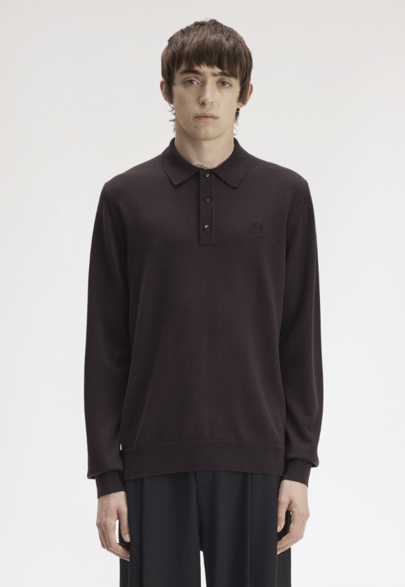 Fred Perry Classic Knitted Shirt LS Rich Brown