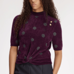 Fred Perry Polka Dot Knitted Top Plum