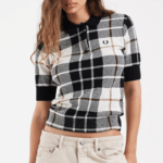 Fred Perry Boucle Tartan Knitted Shirt Ecru