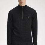 Fred Perry Waffle Stitch Half Zip Jumper Black